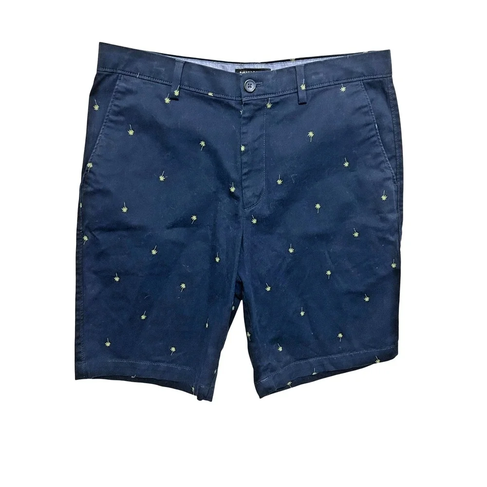 Banana‎ Republic Mens Emerson Shorts 32 Navy All Over Print Vacay Preppy